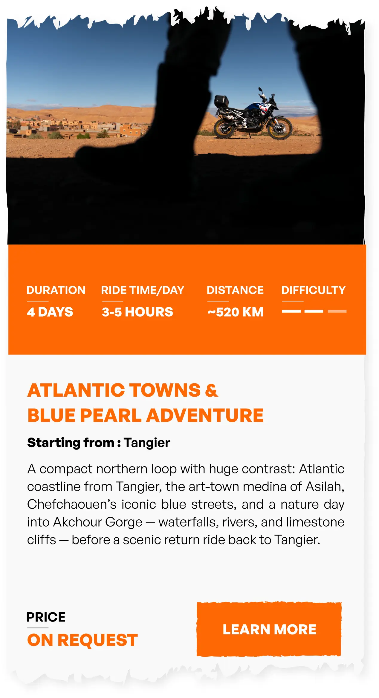 Atlantic Towns & Blue Pearl — 4 days — Moderate — Tangier